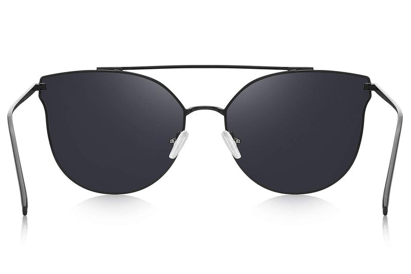 MERRY'S Fashion Women Cat Eye Sunglasses Coating Mirror Lens Sun glasses UV400 S7882 (Black&Black, 56) - Image 4